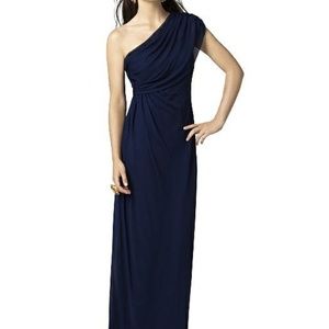DESSY One shoulder, long, navy bridesmaid dress